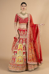 Red and yellow bridal lehenga set5574 video